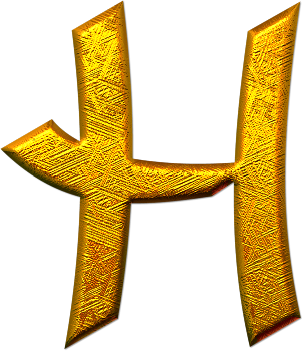 Letras H En Dorado (604x700), Png Download