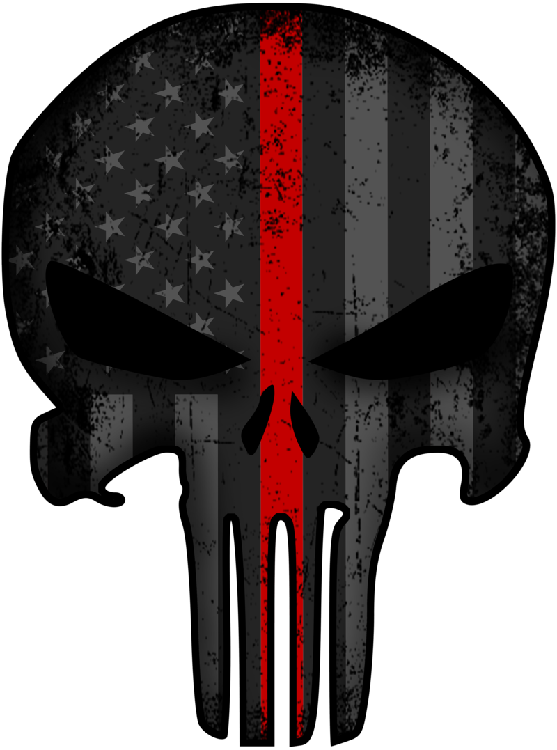 Punisher Thin Red Line Decal - Thin Blue Line Punisher Background Transparent (800x1077), Png Download