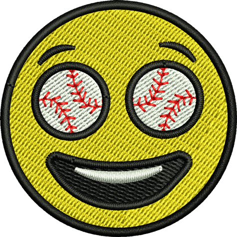 Emoji Baseball Eyes Iron-on Patch - Circle (475x475), Png Download