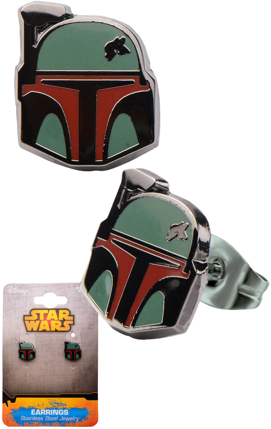Star Wars Boba Fett Earrings - Star Wars Boba Fett Stud Earrings (979x1500), Png Download