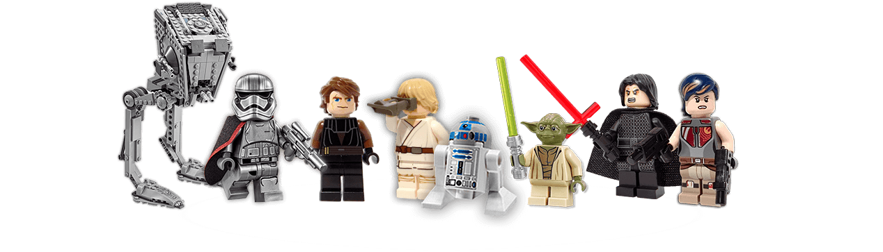 A Collection Of Minifigures Including Kylo Ren, Luke - Lego Star Wars Yoda's Jedi Starfighter 75168 (1273x372), Png Download