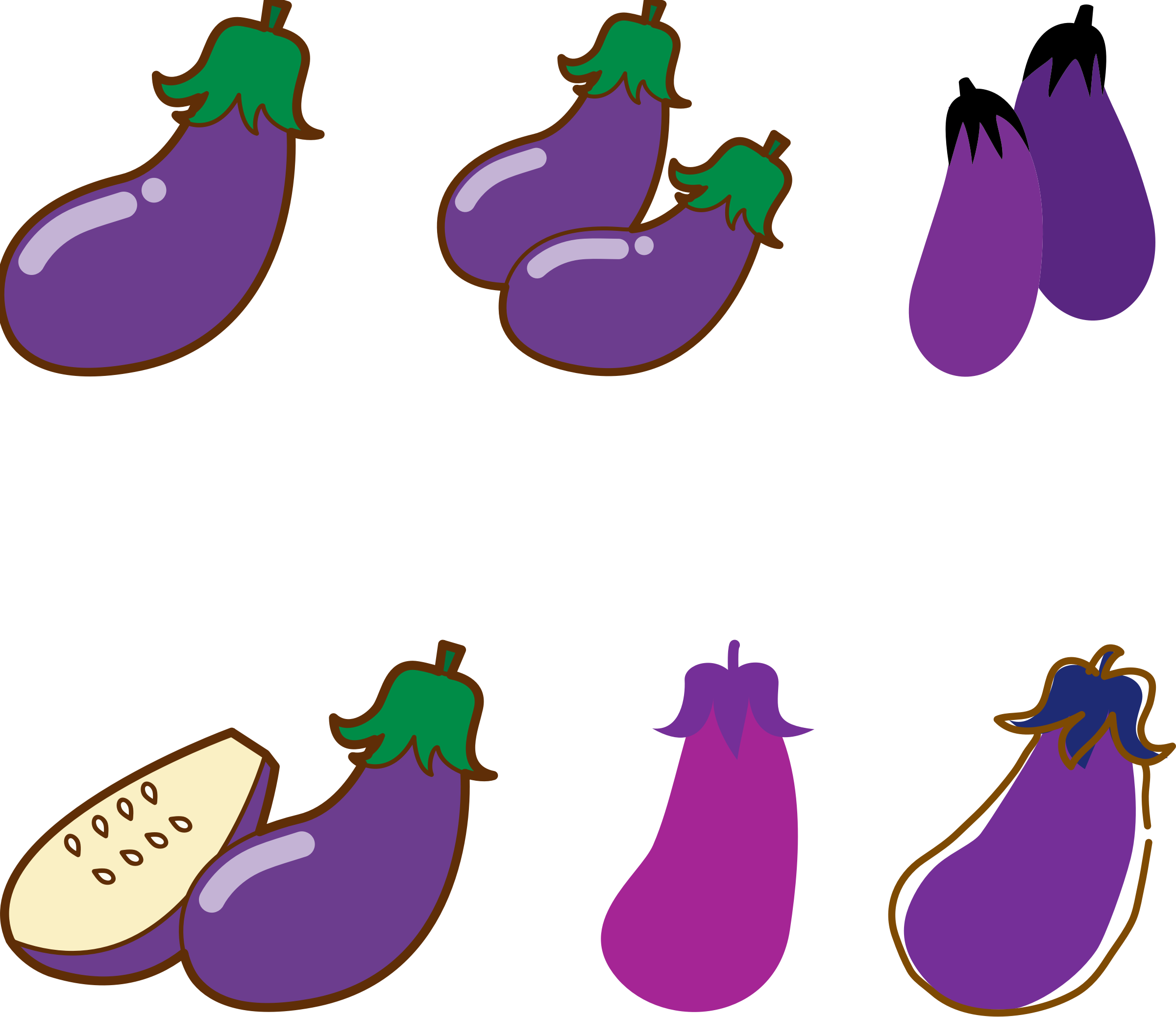 Big Image - Eggplants Clipart (2400x2075), Png Download