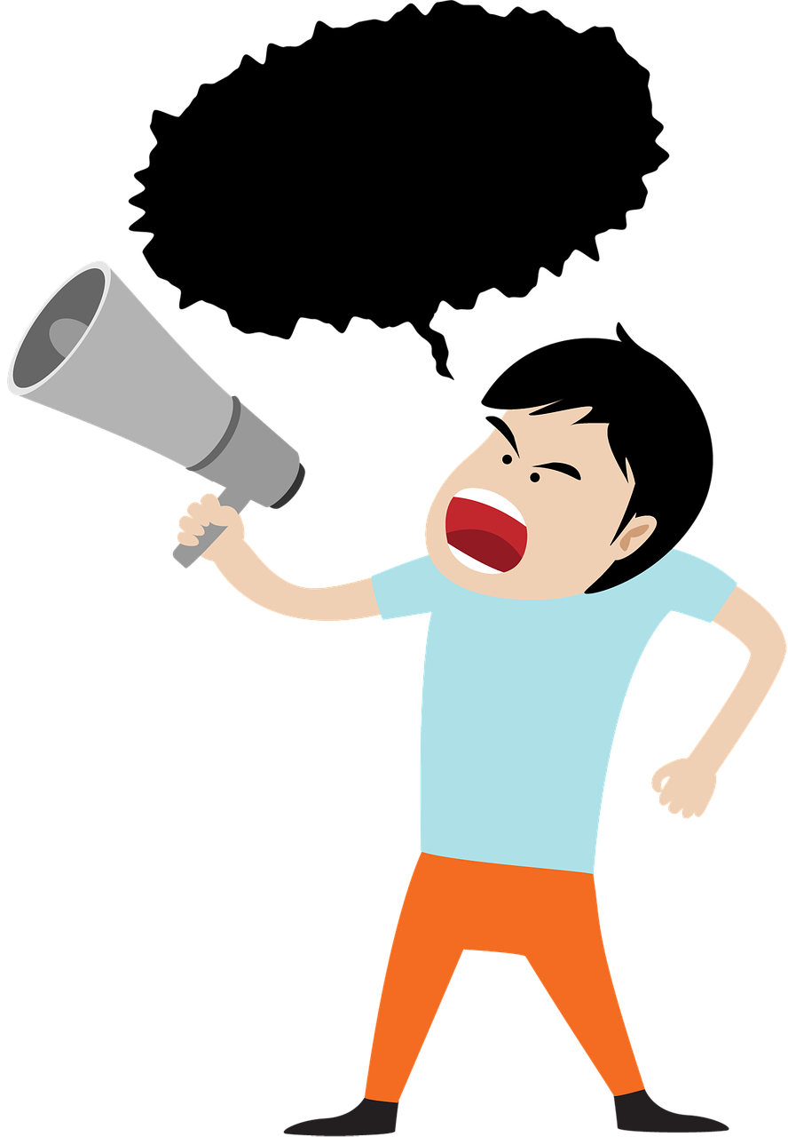 Megaphone Man Business - Man Shouting Png Clipart (888x1280), Png Download