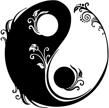 Floral Yin And Yang Sticker - Dibujos De Yin Yang (374x371), Png Download