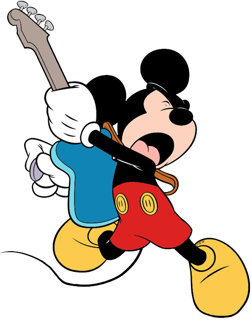 Mickey Playing Electric Guitar - Mickey Guitar (491x623), Png Download