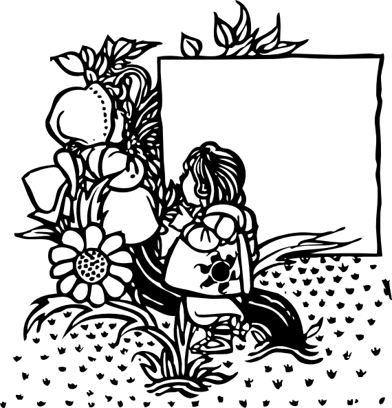 This Free Clipart Png Design Of Child In Garden Title - Design For Project Front Page Drawing (570x594), Png Download