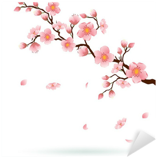 Cherry Blossom With Falling Petals - Clip Art Cherry Blossom Tree (400x400), Png Download