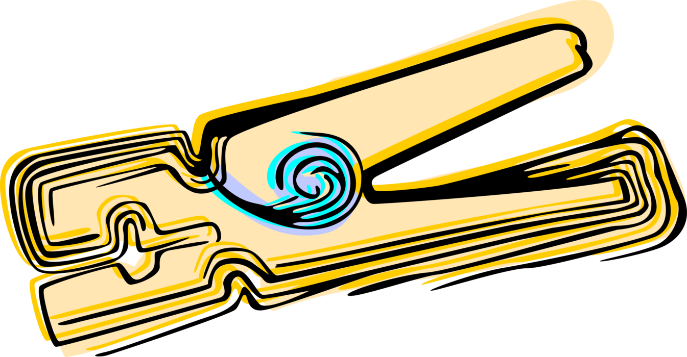Vector Illustration Of Clothespin Or Clothes-peg Fastener - Clothespin (1345x700), Png Download
