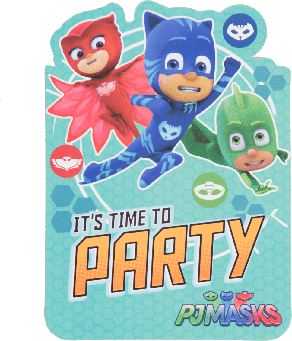 Pj Mask Party Invitations - Pj Masks Invite Cards With Envelopes (1400x1400), Png Download