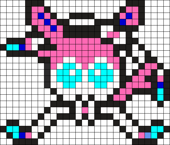 Sylveon Perler Bead Pattern / Bead Sprite - Pokemon Perler Bead Pattern Sylveon (568x484), Png Download