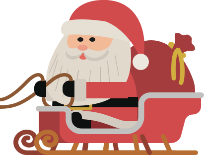 Santa On Sleigh - Sleigh Illustration (411x312), Png Download