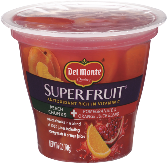 Del Monte Superfruit® Peach Chunks In Pomegranate & - Del Monte Super Fruit Pear Chunks + Acai (576x529), Png Download