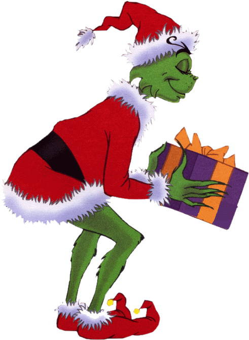 The Grinch Holding A Gift Png Image - Grinch Png (600x750), Png Download