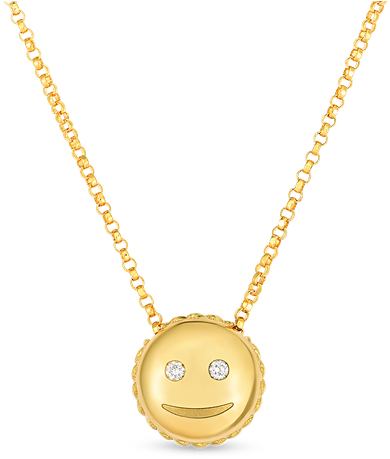 Roberto Coin Smiley Emoji Pendant With Diamonds - Locket (800x800), Png Download