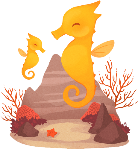 Cute Seahorse Png Transparent - Seahorse Kawaii (500x600), Png Download