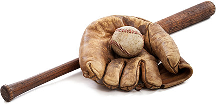 Baseball Bat Png Image Transparent - Old Baseball Glove And Bat (590x290), Png Download