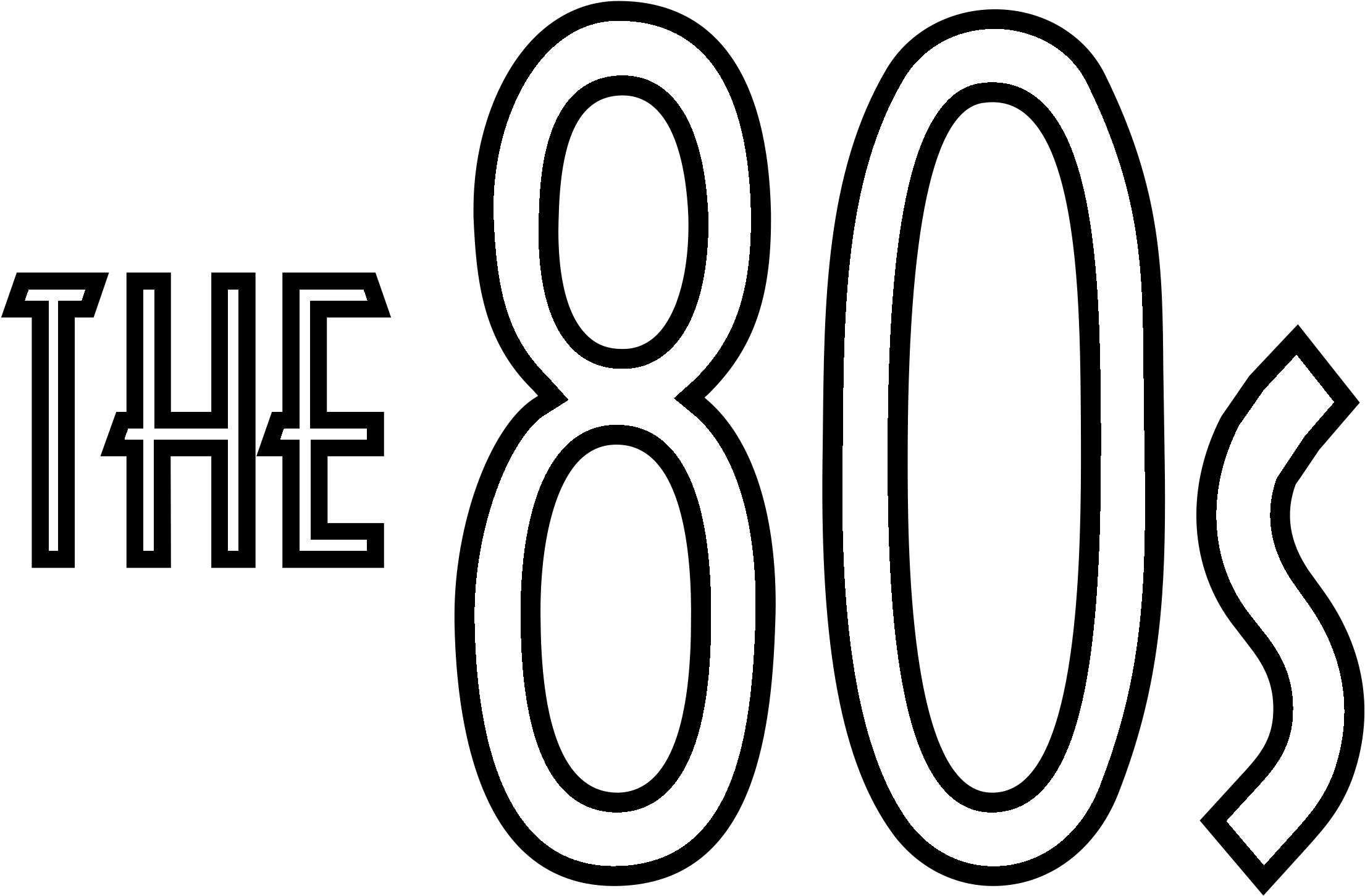 The 80's Logo Black And White - Design (2400x2400), Png Download