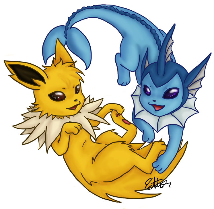 2mib, 800x800, Jolteon And Vaporeon By Katta2-d6vqjwb - Jolteon (800x800), Png Download