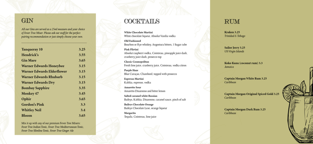 Drinks Menu 2 Jpeg - Drinks Menu (1000x460), Png Download