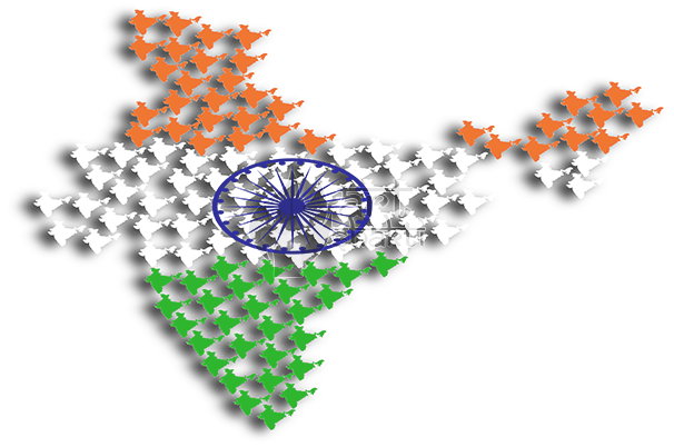 Tiranga India Map Orange White Green - Craft (606x402), Png Download