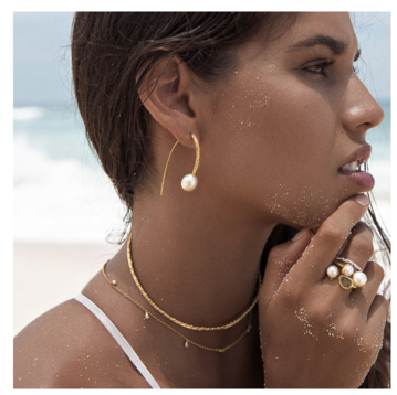 Fairley Double Pearl Ring Gold Fairley Double Pearl - Earring (358x465), Png Download