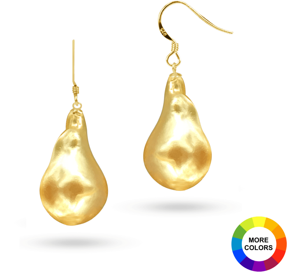 Gold Baroque Pearl Earrings (1104x1104), Png Download