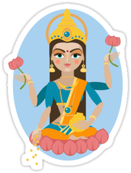 Illustration Of Hindu Deity Mother Lakshmi By Olgaberlet - Drawing Of Lakshmi Mata (375x360), Png Download