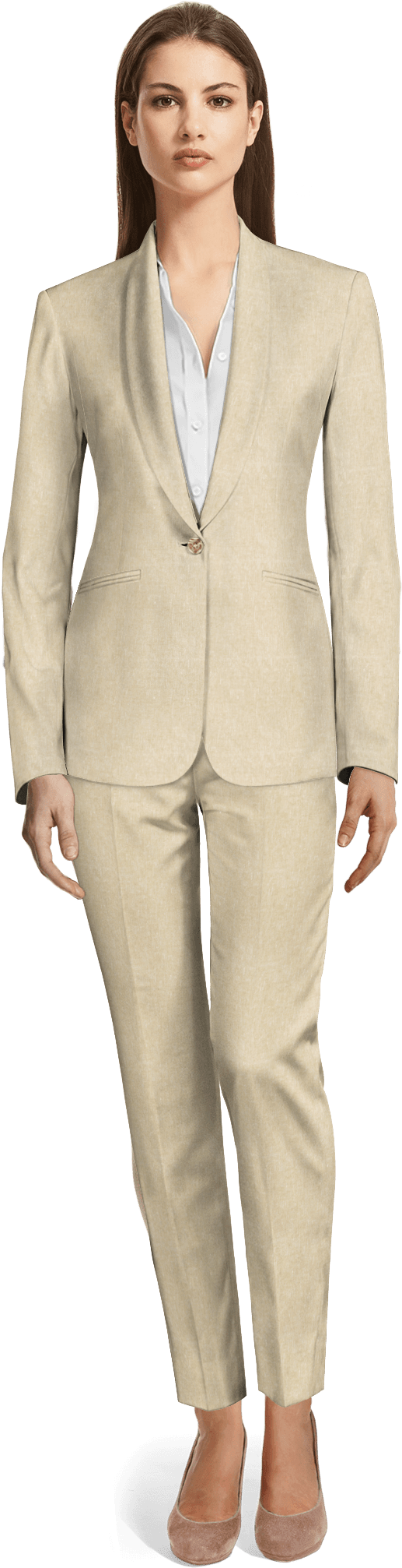 Beige Linen Pant Suit - Grey Double Breasted Suit For Women (655x2100), Png Download