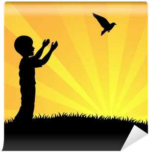 Little Boy Releasing A White Pigeon Wall Mural • Pixers® - Gratitude Is Best Attitude (400x400), Png Download