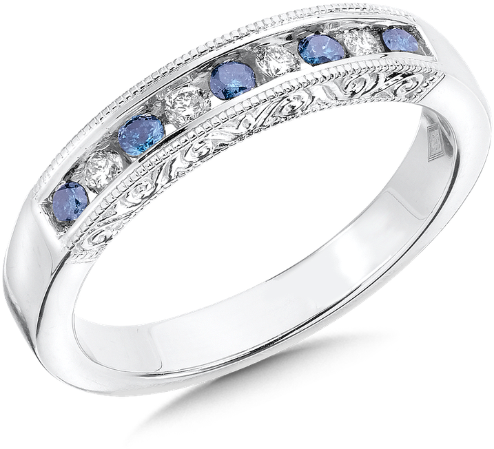 Sdc Creations Channel Set Blue & White Diamond Anniversary - Engagement Ring (800x800), Png Download