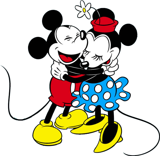 Mickey And Minnie Hugging Classichug 576567 Mickey - Mickey And Minnie Classic (576x567), Png Download