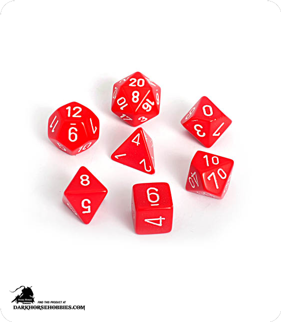 Opaque Red/white Polyhedral Dice Set - Chessex (700x800), Png Download