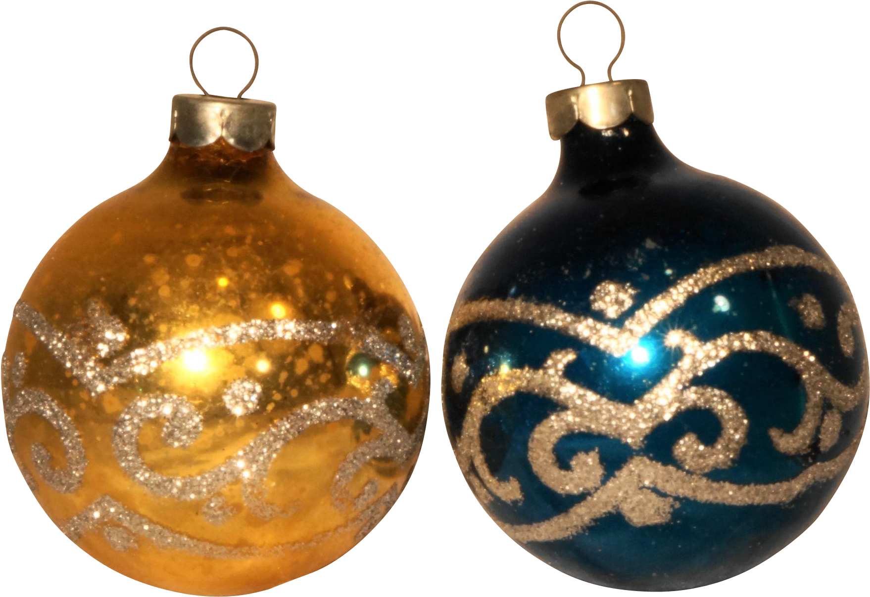 Silver Glitter Christmas Ornaments - Christmas Balls Blue Gold (1757x1757), Png Download