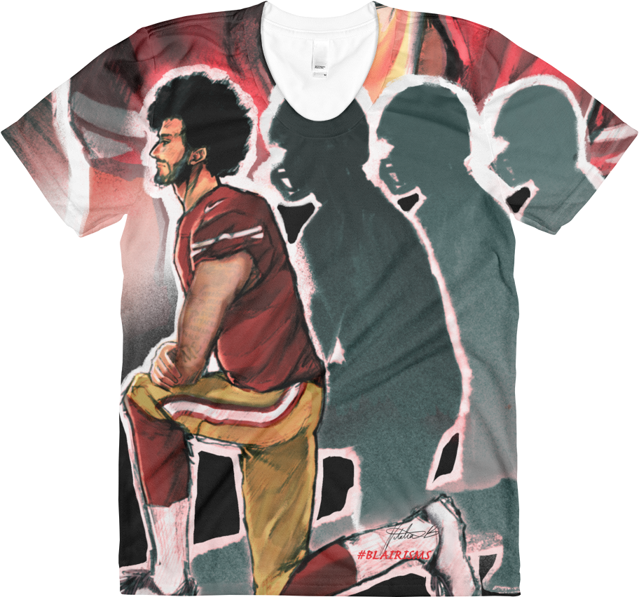 Kaepernick Protest Alleauxver Women's Crew Neck T-shirt - Pendleton Women's Merino Crewneck Shirt (1000x1000), Png Download