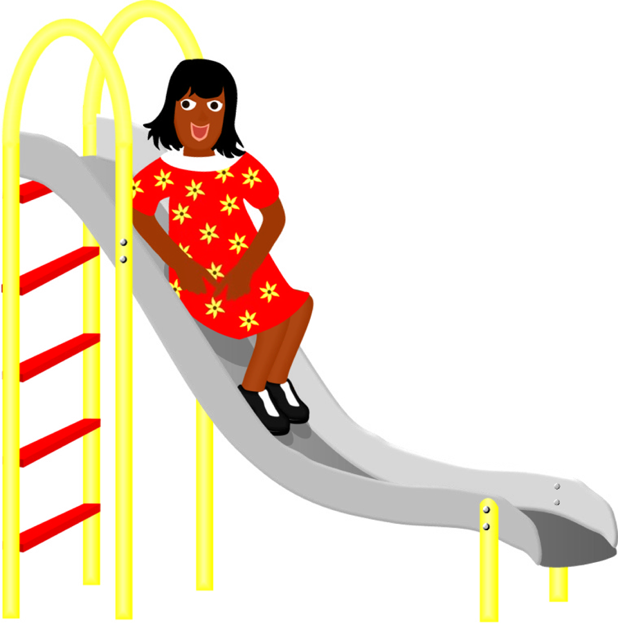 Fun, "un" Word Family, Girl On A Slide, Play, Playground - Boy On A Slide (893x900), Png Download