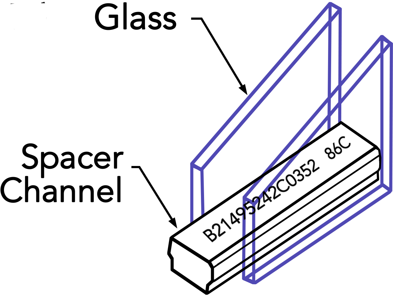 Markings Are Etched In The Glass Or Printed/stamped - Glass Code Spacer (1368x1039), Png Download