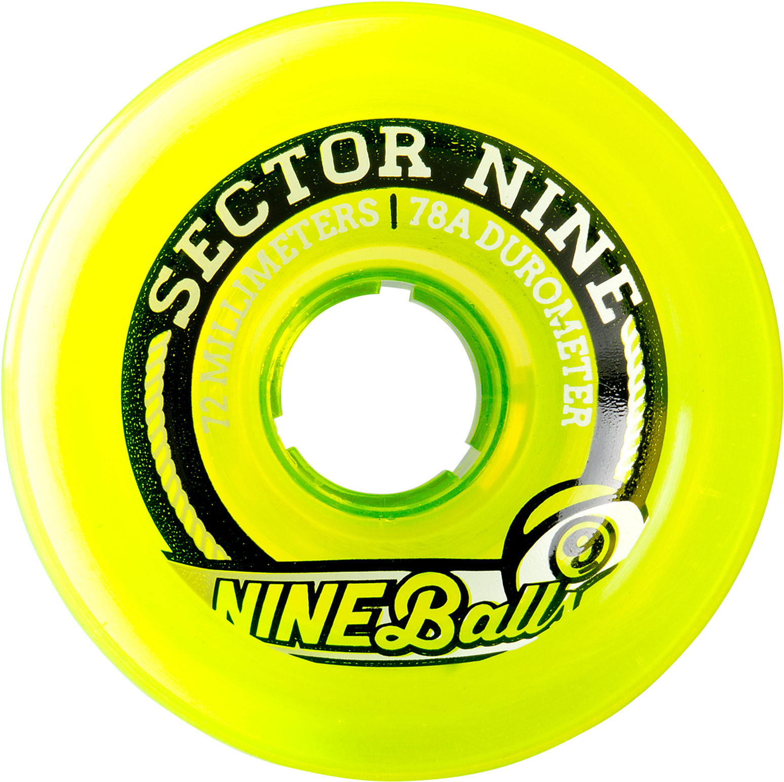 72mm 78a 9-balls/ - Sector 9 Wheels 2014 Nineballs Top Shelf Yellow - 72mm (1800x1800), Png Download