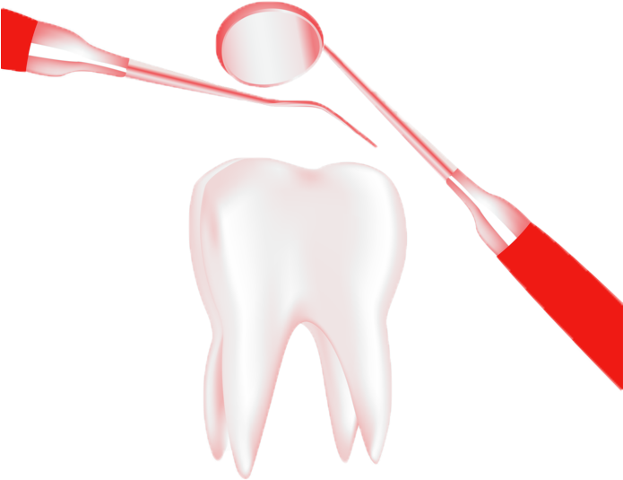 Tooth With Dental Equipment - Carmine (694x600), Png Download