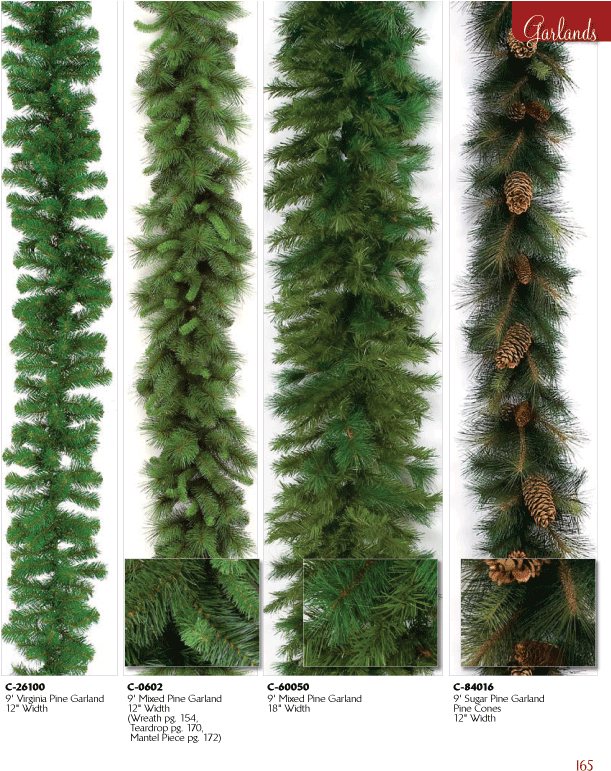 9' X 15" Heavy Flocked Long Twig Needle Garland - Autograph Artificial Christmas Garland Mixed Pine Garland (657x783), Png Download