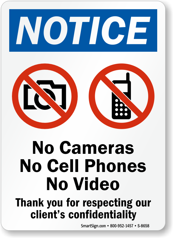 No Cell Phones Sign - No Cell Phone Or Camera Sign (580x800), Png Download