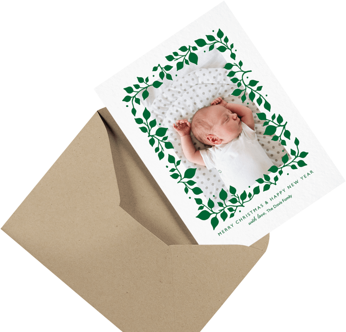 Vintage Christmas Card In Envelope - Construction Paper (1200x1200), Png Download