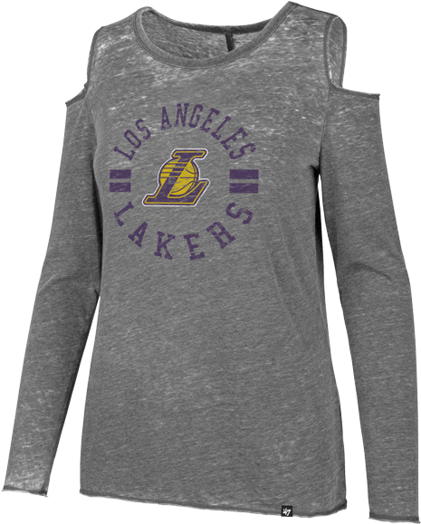 Los Angeles Lakers Fade Out Cold Shoulder Long Sleeve - '47 (500x667), Png Download