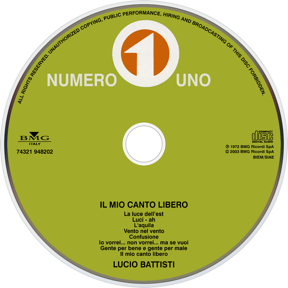 Lucio Battisti Il Mio Canto Libero Cd Disc Image - Lucio Battisti (1000x1000), Png Download