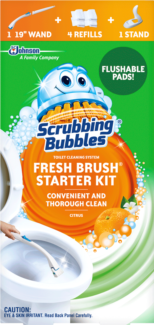 Fresh Brush - Scrubbing Bubbles Toilet Fresh Brush Flushable Refills (540x1500), Png Download