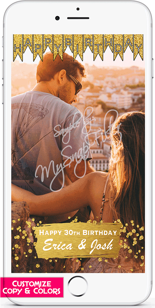 Gold Themed Birthday Geofilter (1000x1000), Png Download