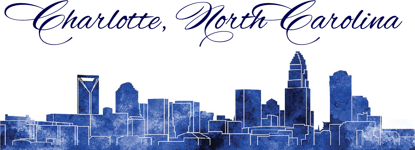 Clip Art Royalty Free Stock Charlotte Skyline Clipart - Charlotte Skyline In Watercolor Background (1667x625), Png Download