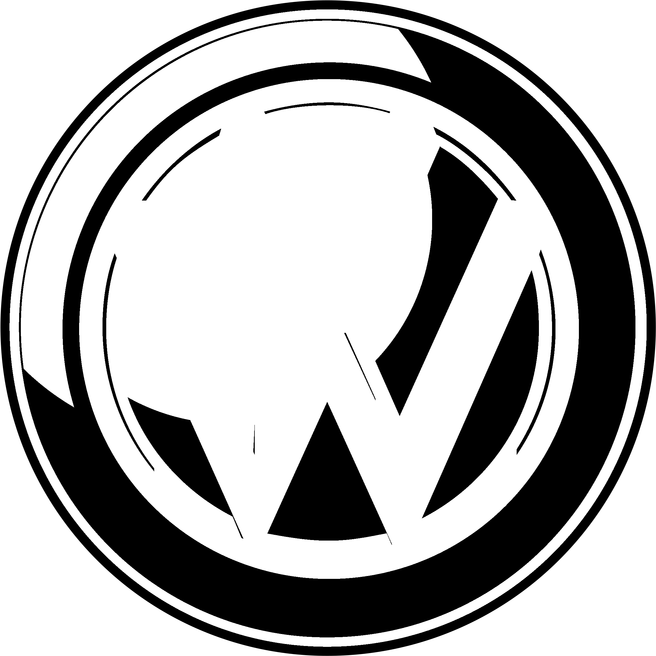 Volkswagen Logo Black And White - Volkswagen (2400x2419), Png Download