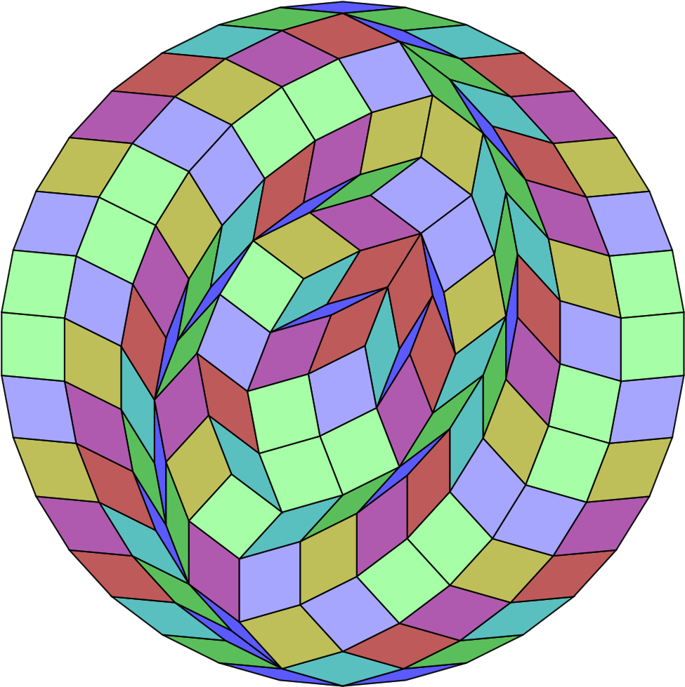 34-gon Rhombic Dissection2 - Circle (1020x1024), Png Download