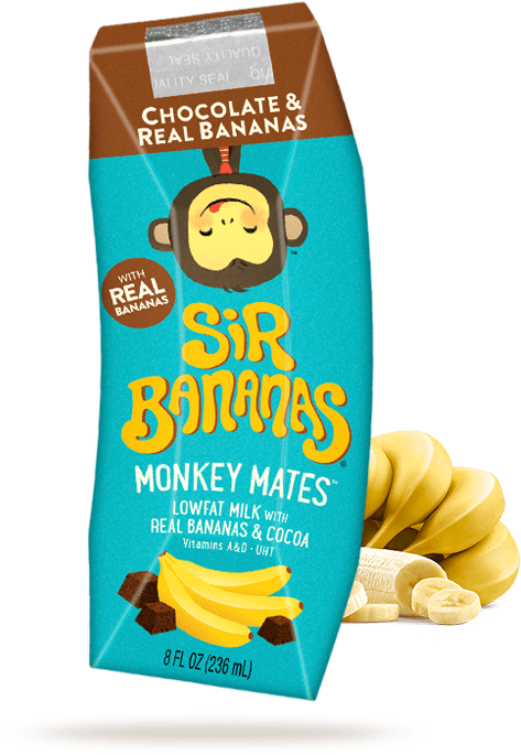 Bananamilk - Sir Bananas Monkey Mates Lowfat Milk (473x685), Png Download