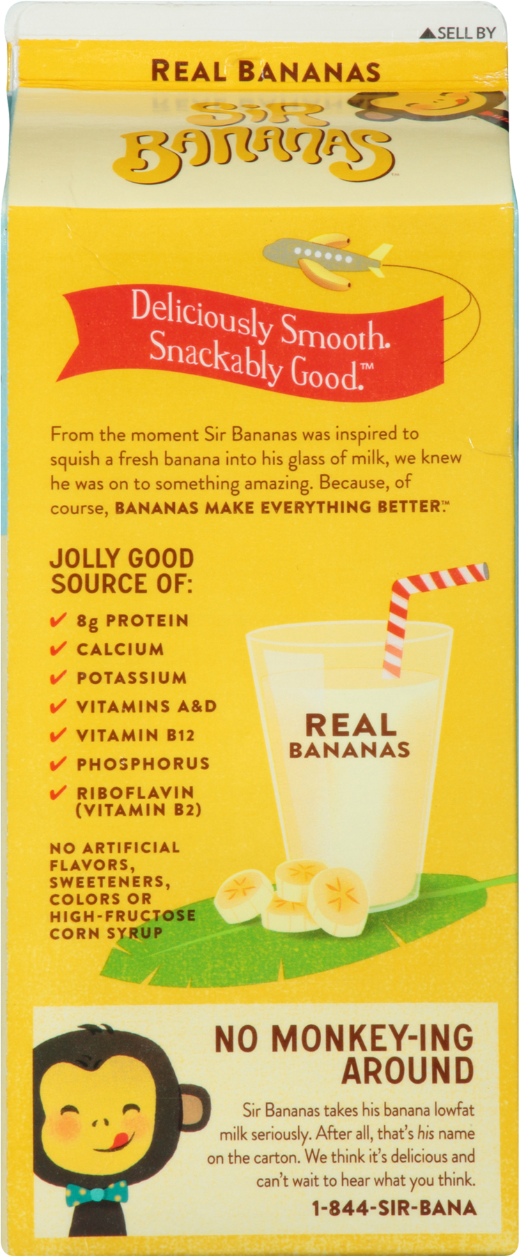 Sir Bananas Lowfat Bananamilk - 64 Fl Oz Carton (1800x1800), Png Download